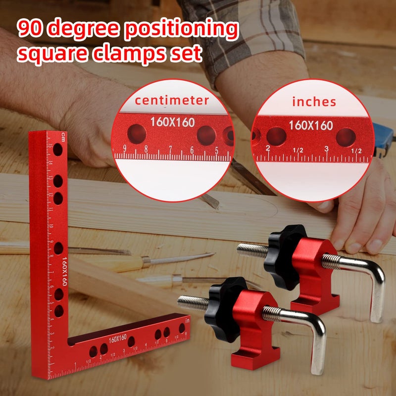 YYinno Clamping Squares for Woodworking, 6.3"" x 6.3"" 90 Degree Positioning Squares Right Angle Corner Clamps for Woodworking, 16 x 16cm Aluminum Alloy Corner Clamp Tool for Picture Frame Box Cabinets - Image 4